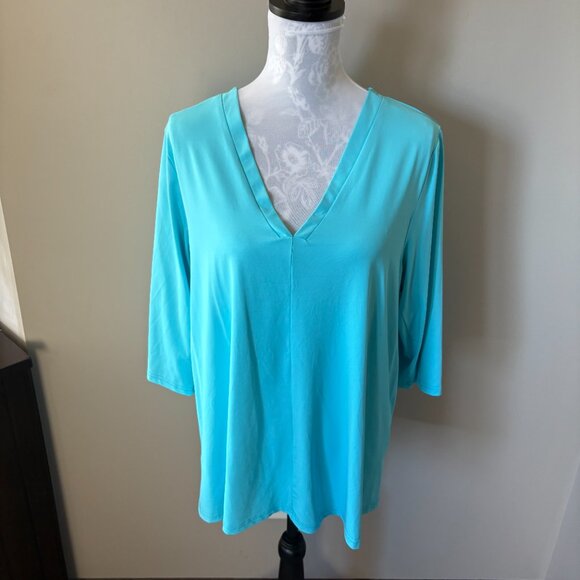 Lulu-B Womens Athletic Top Blue Long Sleeve Stretchy Golf Size Large UPF 50+ - Picture 2 of 5